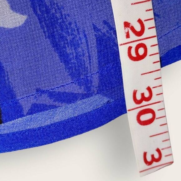 Lane Bryant Tank Top Sz 24 Royal Blue Floral Chiffon Scoop Cottagecore Beachy - Picture 7 of 9